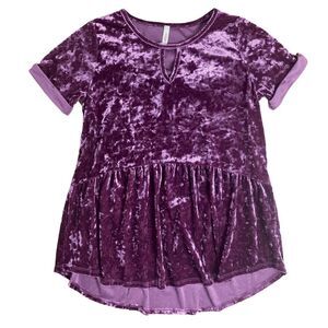 Orange Creek Purple Crushed Velvet Peplum Top